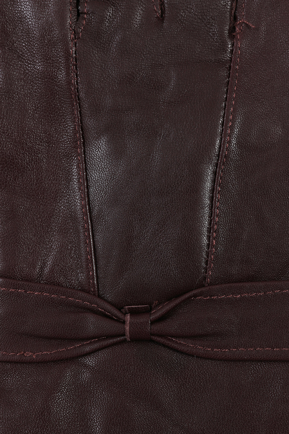 Women's Soft Nappa Leather Gloves with Bow - Brown