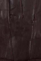 Women's Soft Nappa Leather Gloves with Bow - Brown