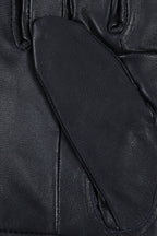 Women's Navy Genuine Leather Gloves with Bow