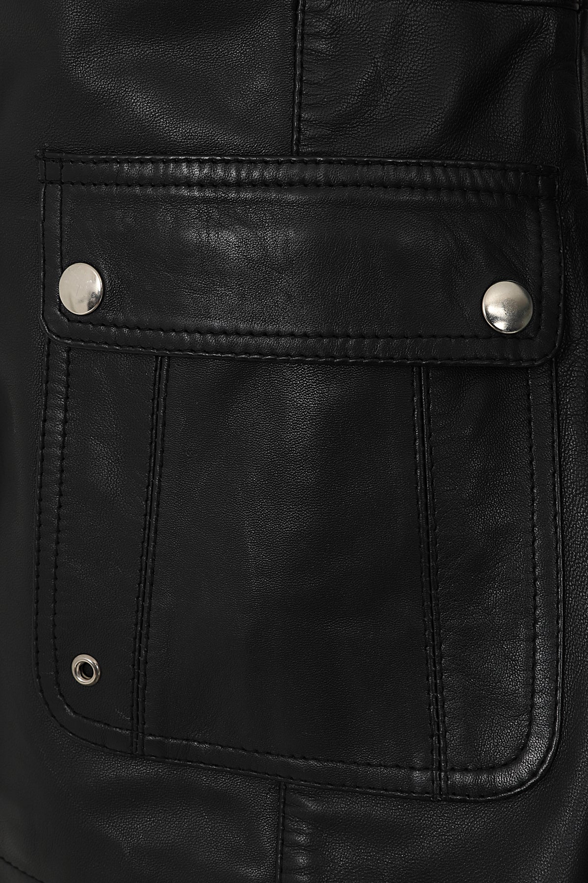 Women's Black Nappa Leather Jacket with Detachable Fur Hood - AMY