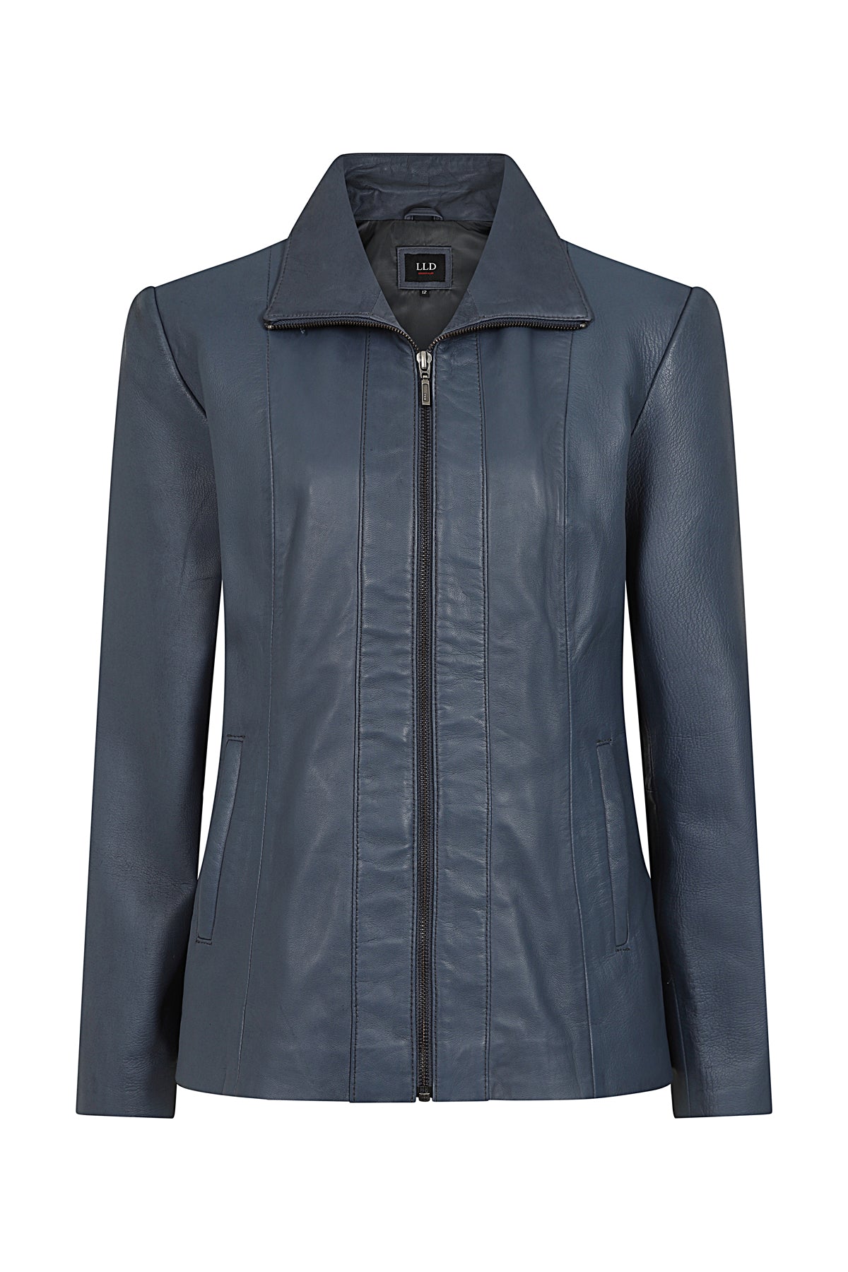 DEBBIE Classic Navy Blue Nappa Leather Jacket - Women's Real Leather