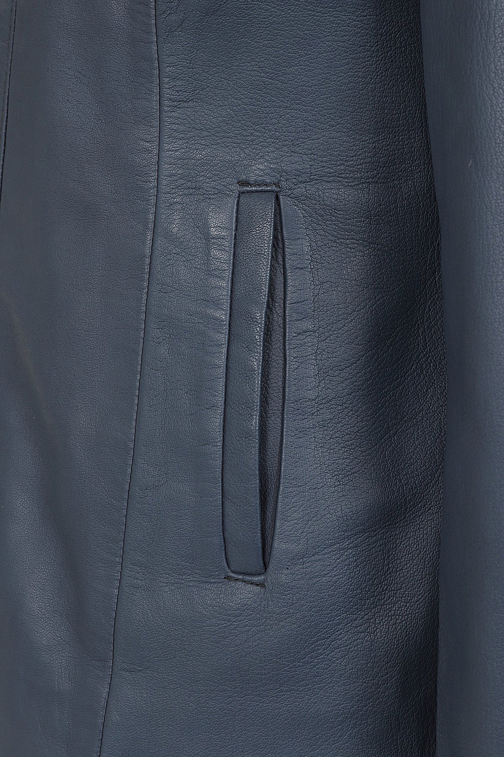 DEBBIE Classic Navy Blue Nappa Leather Jacket - Women's Real Leather
