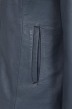 DEBBIE Classic Navy Blue Nappa Leather Jacket - Women's Real Leather