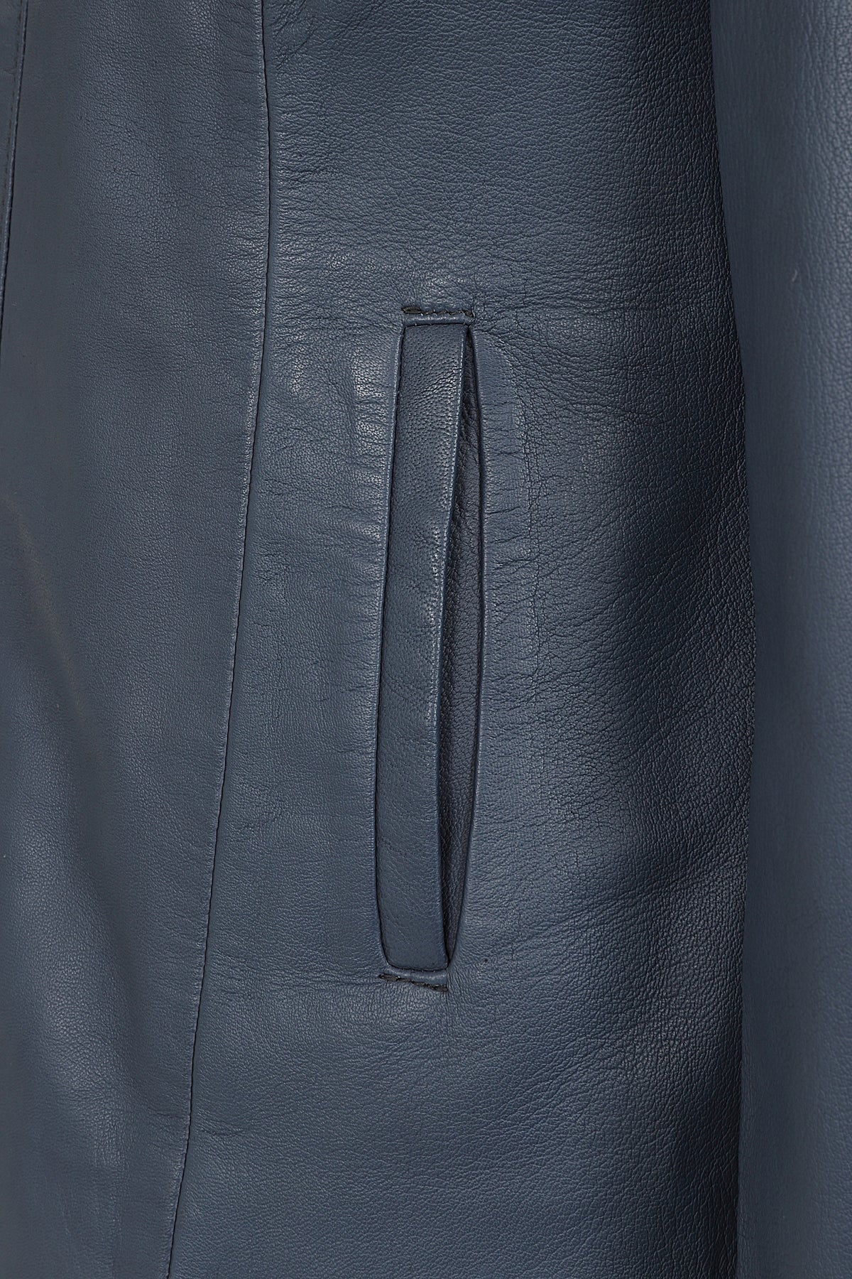 DEBBIE Classic Navy Blue Nappa Leather Jacket - Women's Real Leather