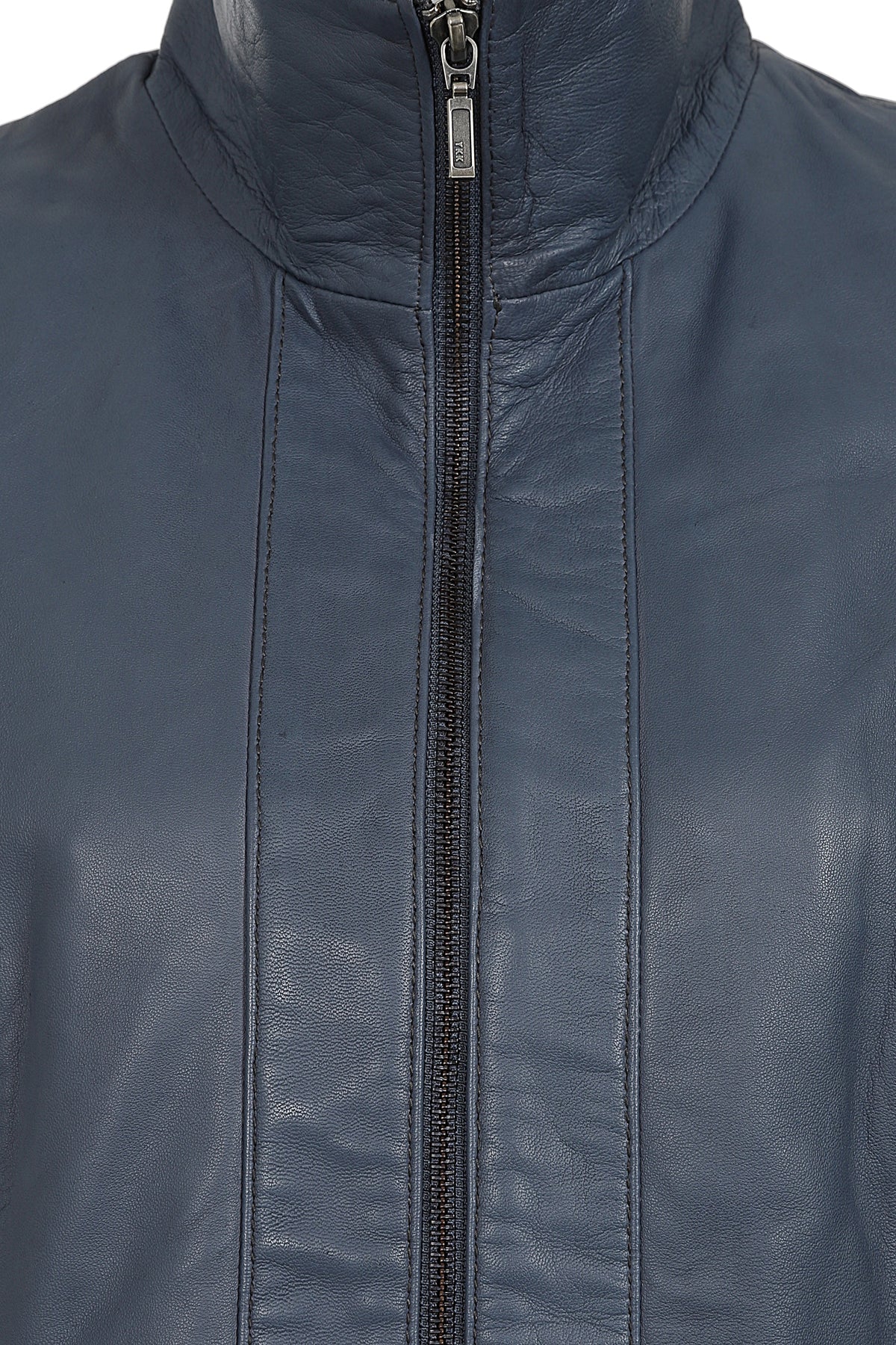 DEBBIE Classic Navy Blue Nappa Leather Jacket - Women's Real Leather