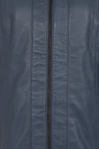 DEBBIE Classic Navy Blue Nappa Leather Jacket - Women's Real Leather