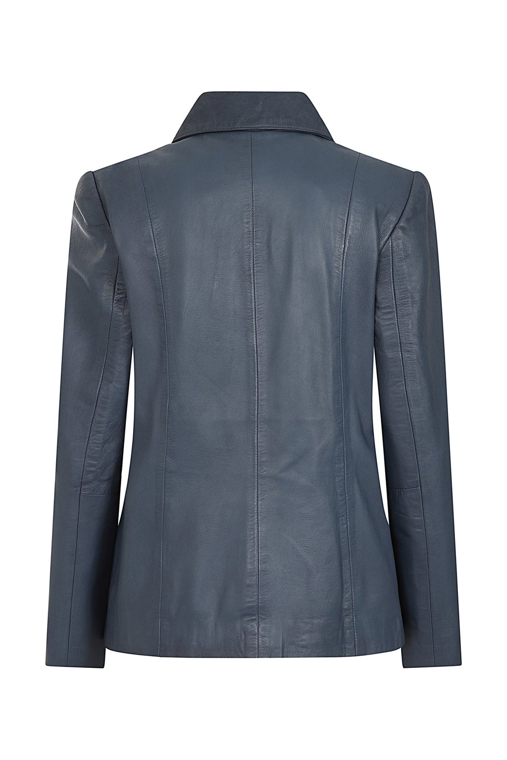 DEBBIE Classic Navy Blue Nappa Leather Jacket - Women's Real Leather