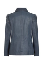 DEBBIE Classic Navy Blue Nappa Leather Jacket - Women's Real Leather
