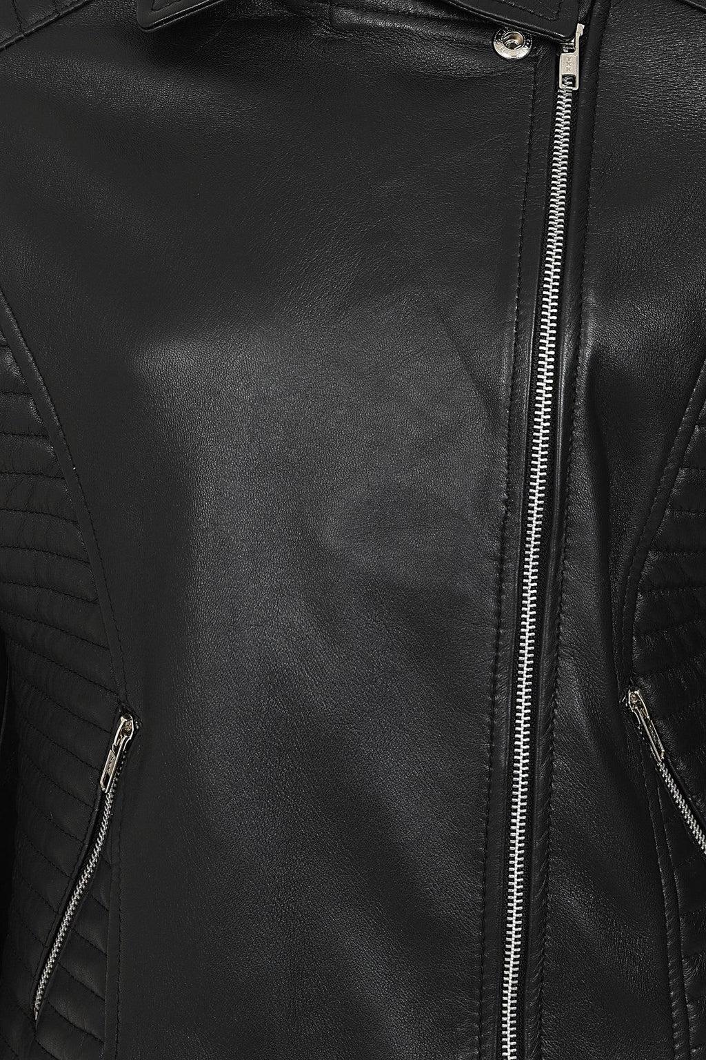 Women's Black Quilted Nappa Leather Biker Jacket - LUCY