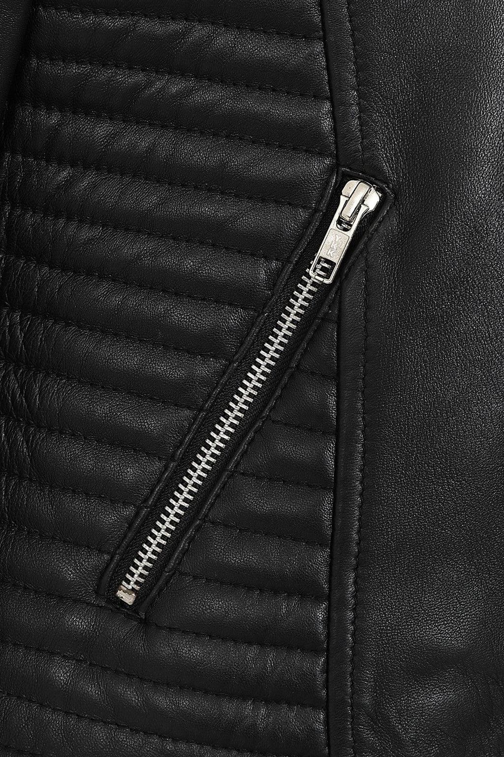 Women's Black Quilted Nappa Leather Biker Jacket - LUCY