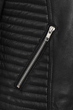Women's Black Quilted Nappa Leather Biker Jacket - LUCY