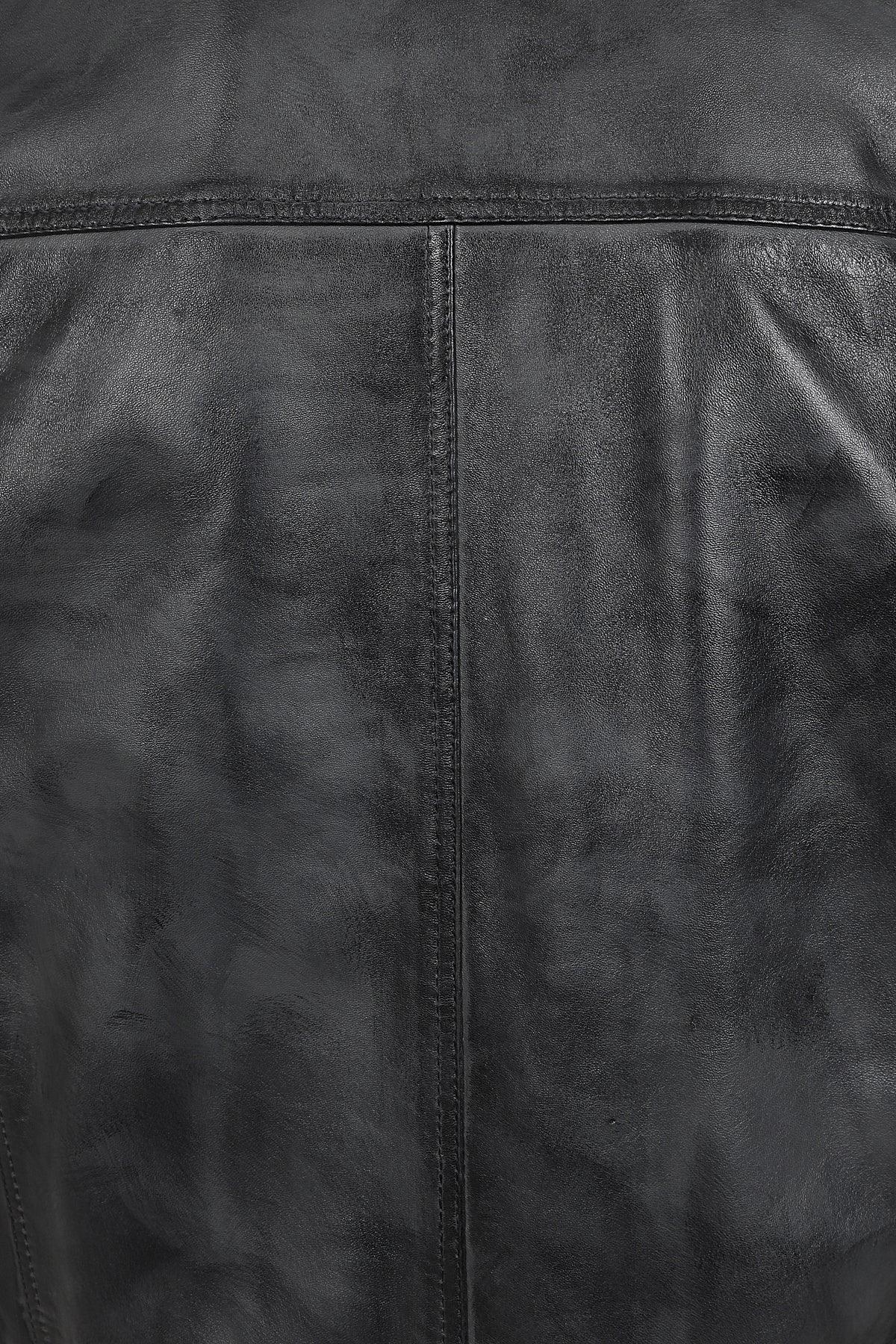 CHARLIE Men's Grey Nappa Leather Racer Biker Jacket - Lightweight