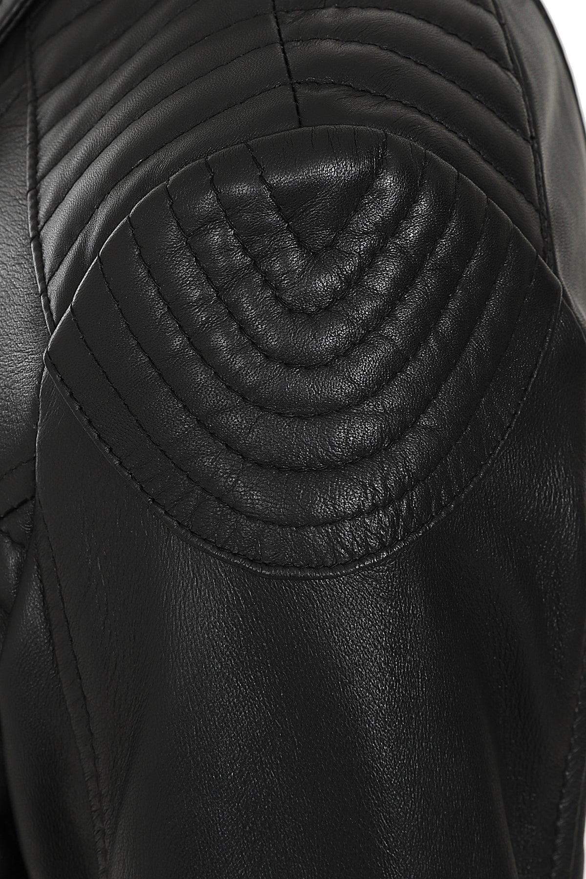 Women's Black Quilted Nappa Leather Biker Jacket - LUCY