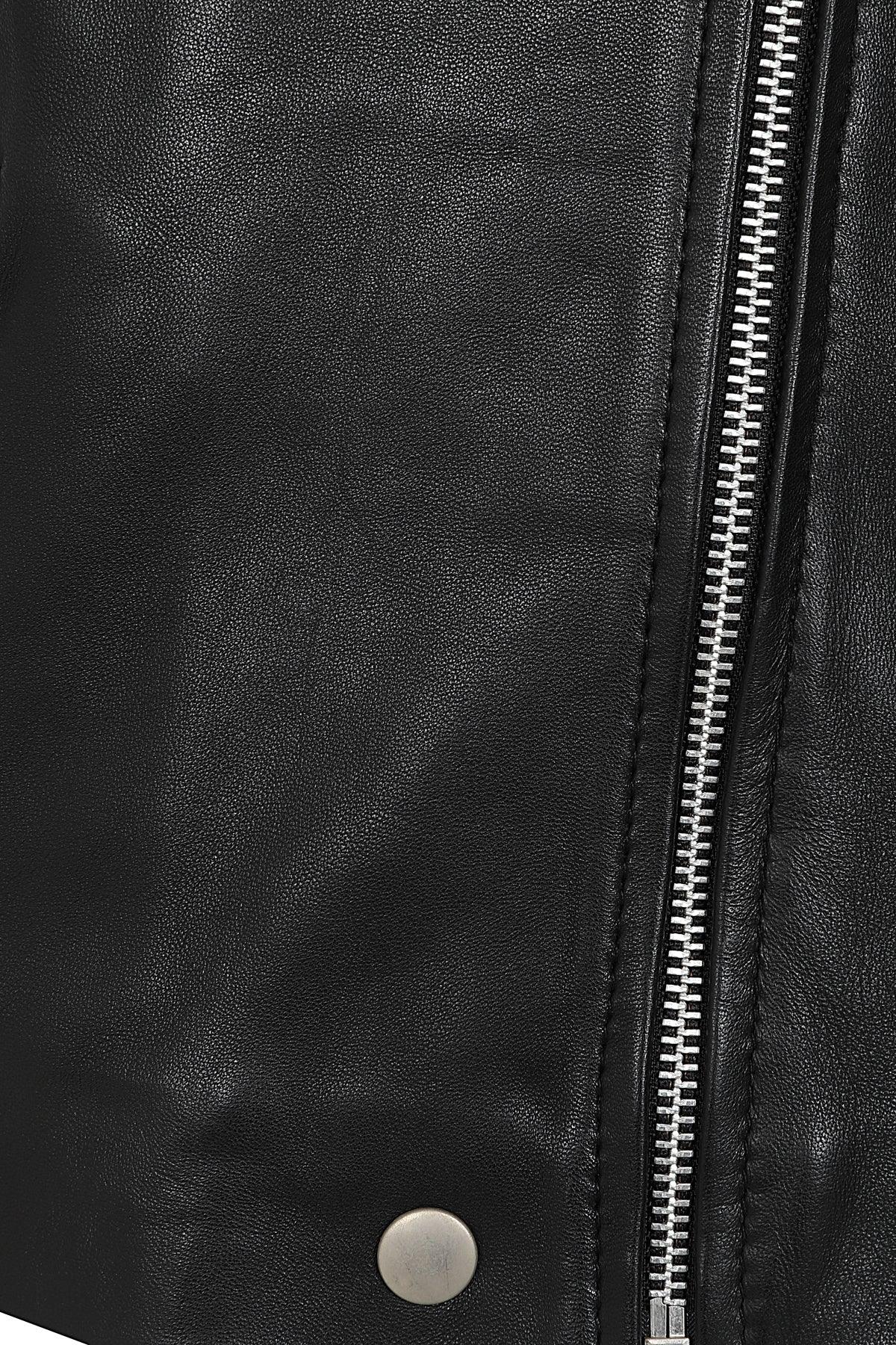 CELIA Women's Genuine Nappa Leather Biker Jacket - Black