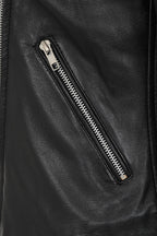 CELIA Women's Genuine Nappa Leather Biker Jacket - Black