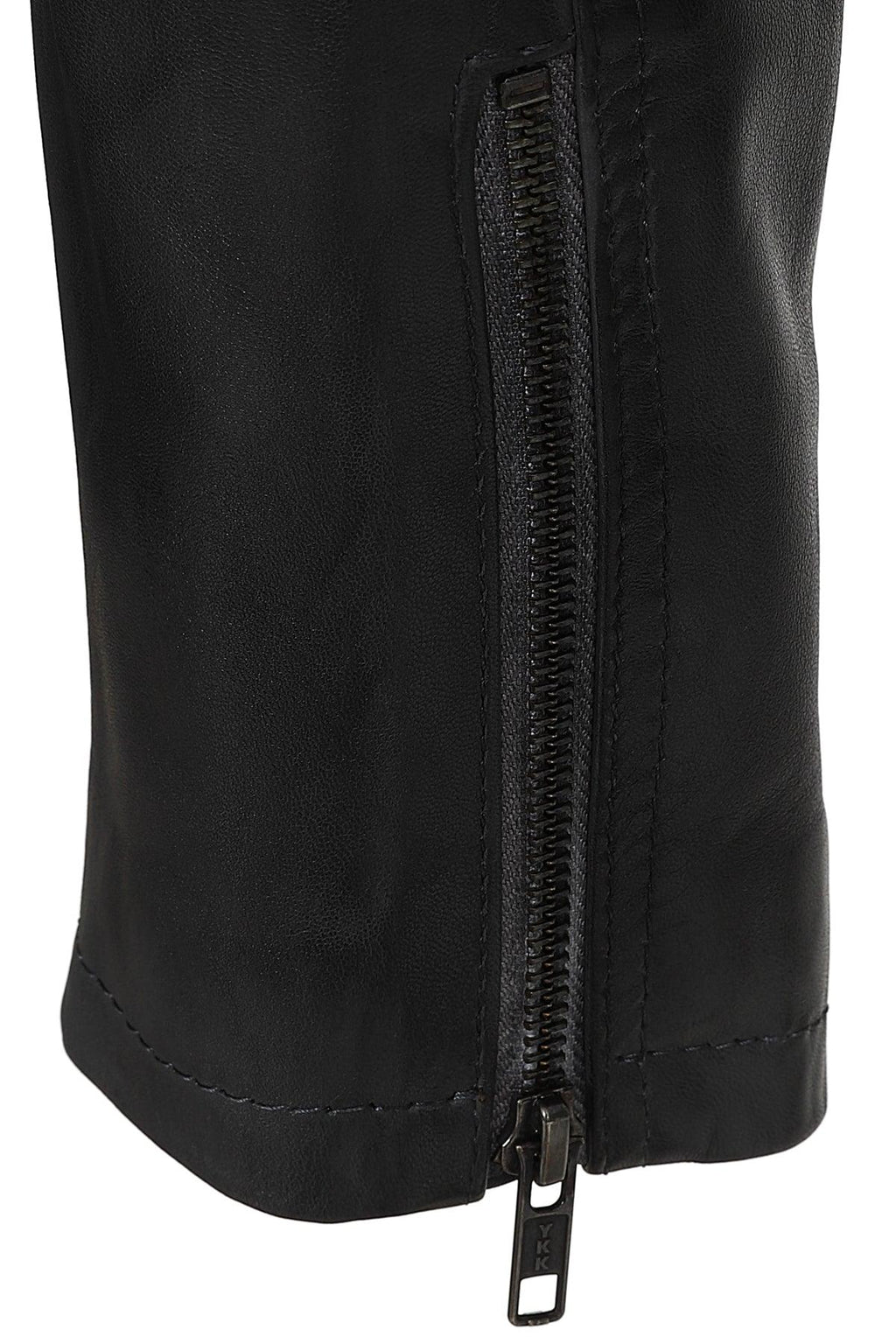 CHARLIE Men's Grey Nappa Leather Racer Biker Jacket - Lightweight