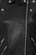 CELIA Women's Genuine Nappa Leather Biker Jacket - Black