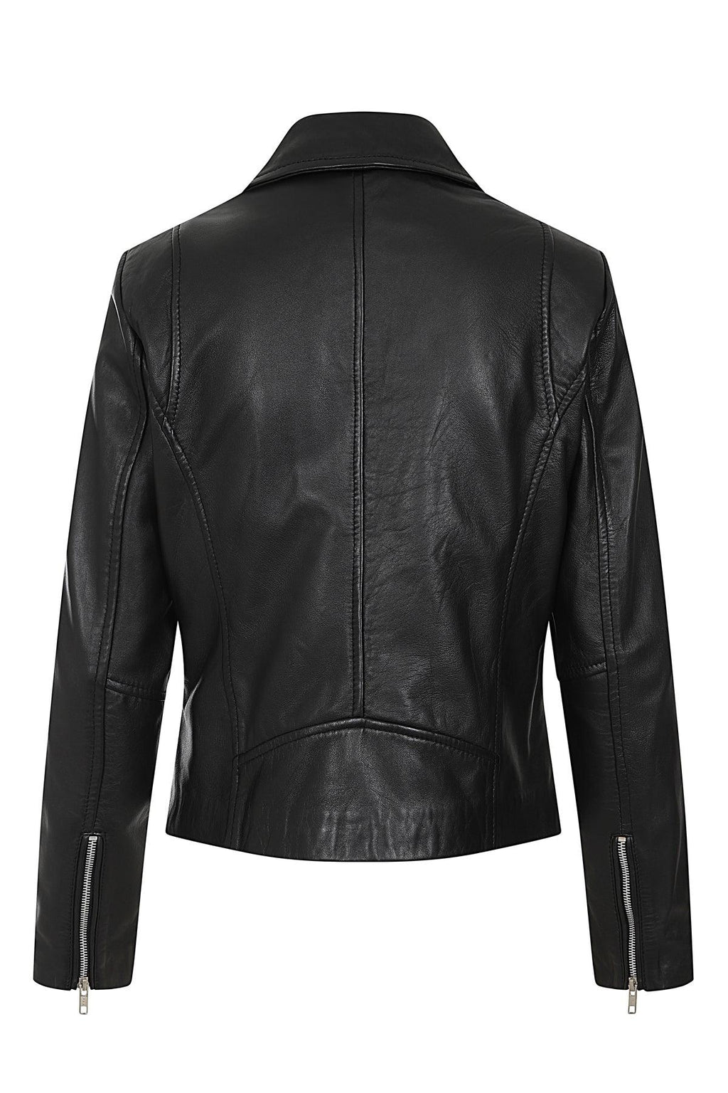 CELIA Women's Genuine Nappa Leather Biker Jacket - Black