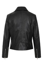 CELIA Women's Genuine Nappa Leather Biker Jacket - Black