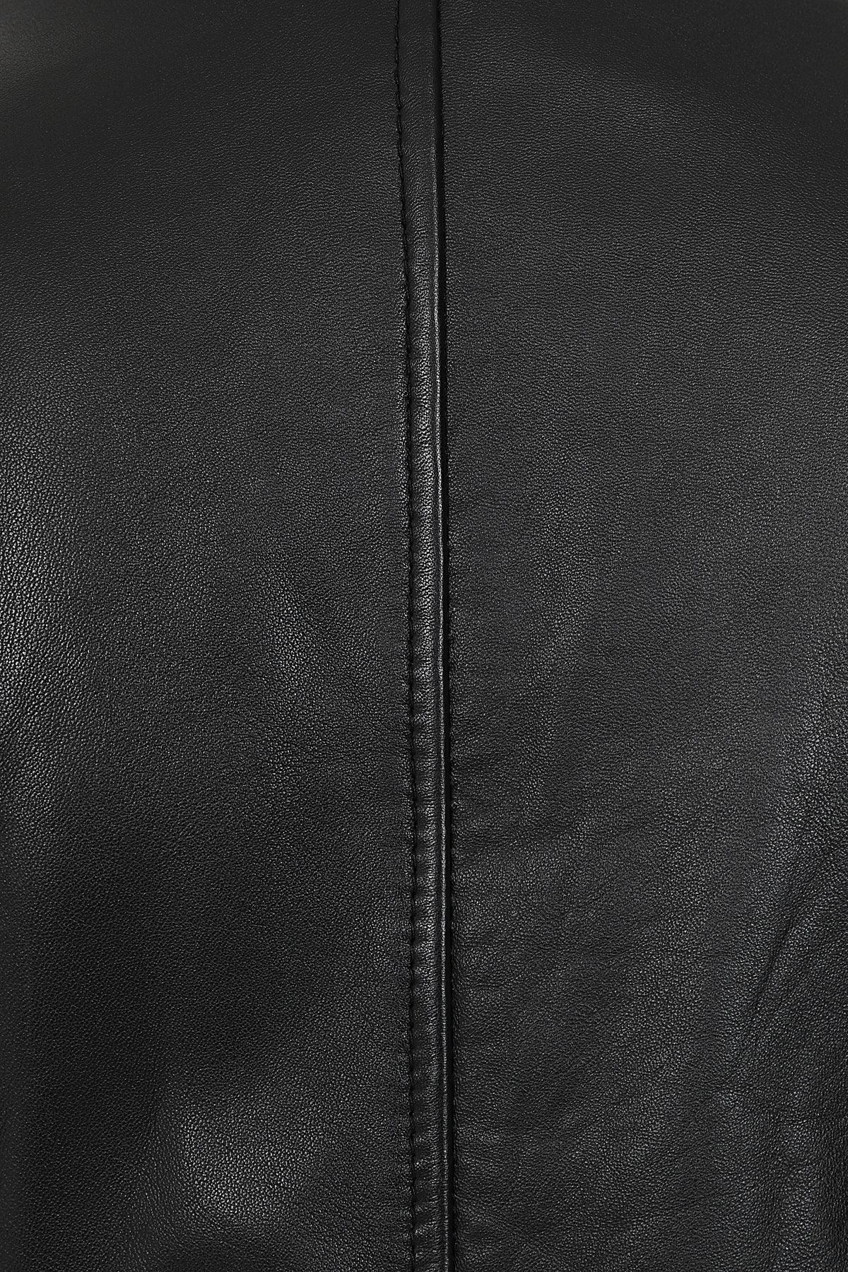 CELIA Women's Genuine Nappa Leather Biker Jacket - Black