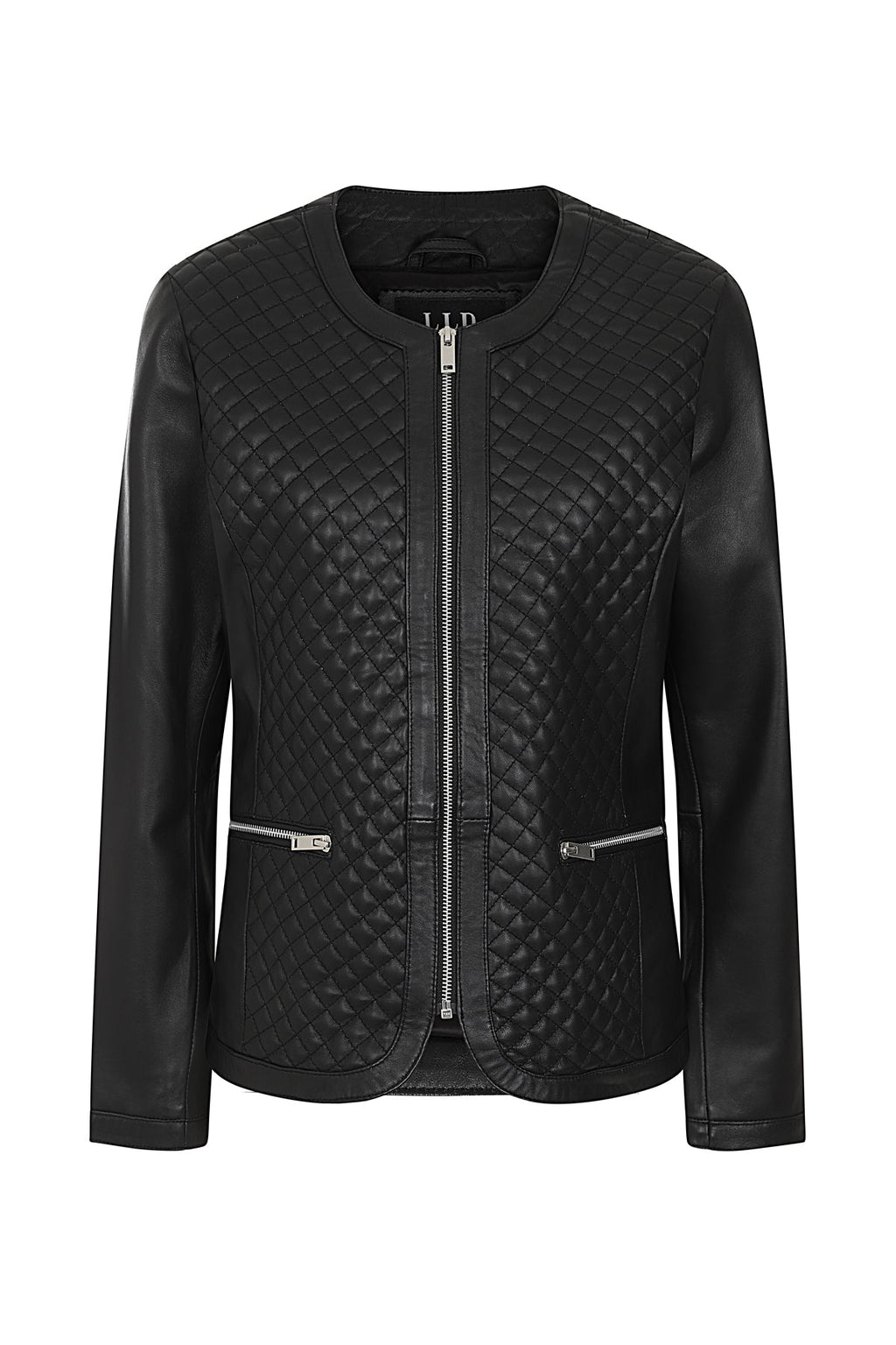 ELLIE Soft Lamb Nappa Leather Jacket - Quilted Collarless Design