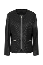 ELLIE Soft Lamb Nappa Leather Jacket - Quilted Collarless Design