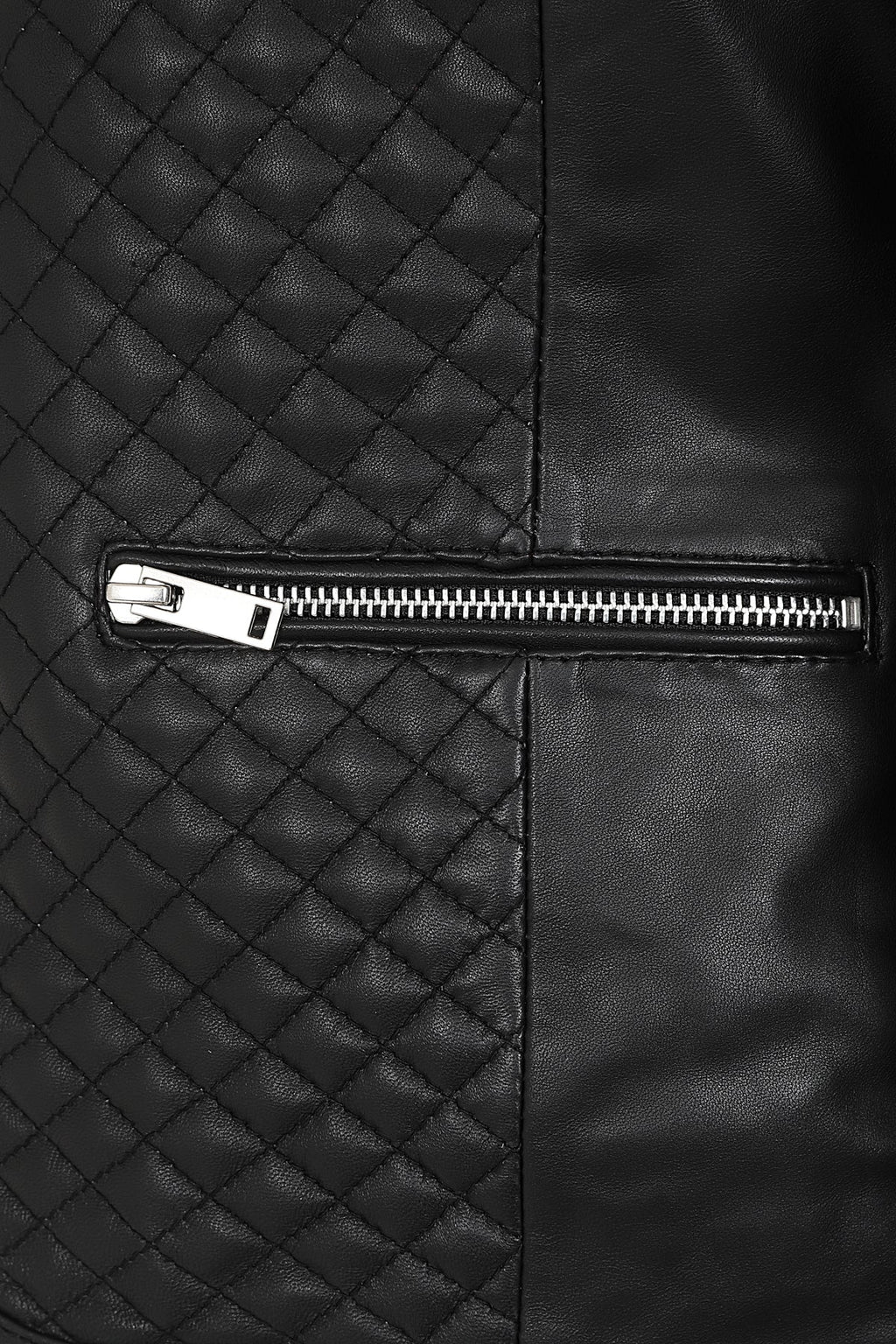 ELLIE Soft Lamb Nappa Leather Jacket - Quilted Collarless Design