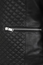 ELLIE Soft Lamb Nappa Leather Jacket - Quilted Collarless Design