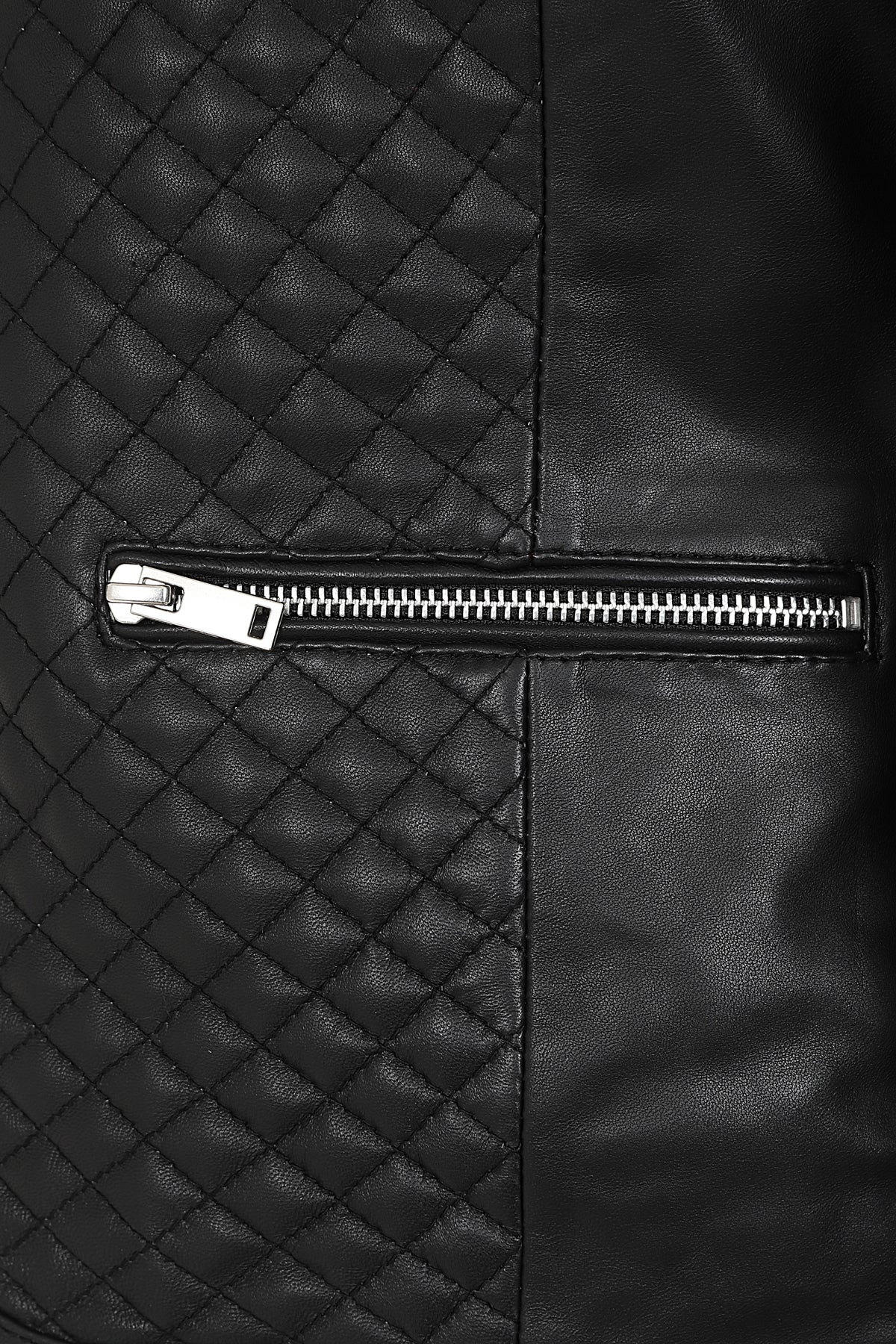 ELLIE Soft Lamb Nappa Leather Jacket - Quilted Collarless Design
