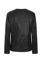 ELLIE Soft Lamb Nappa Leather Jacket - Quilted Collarless Design