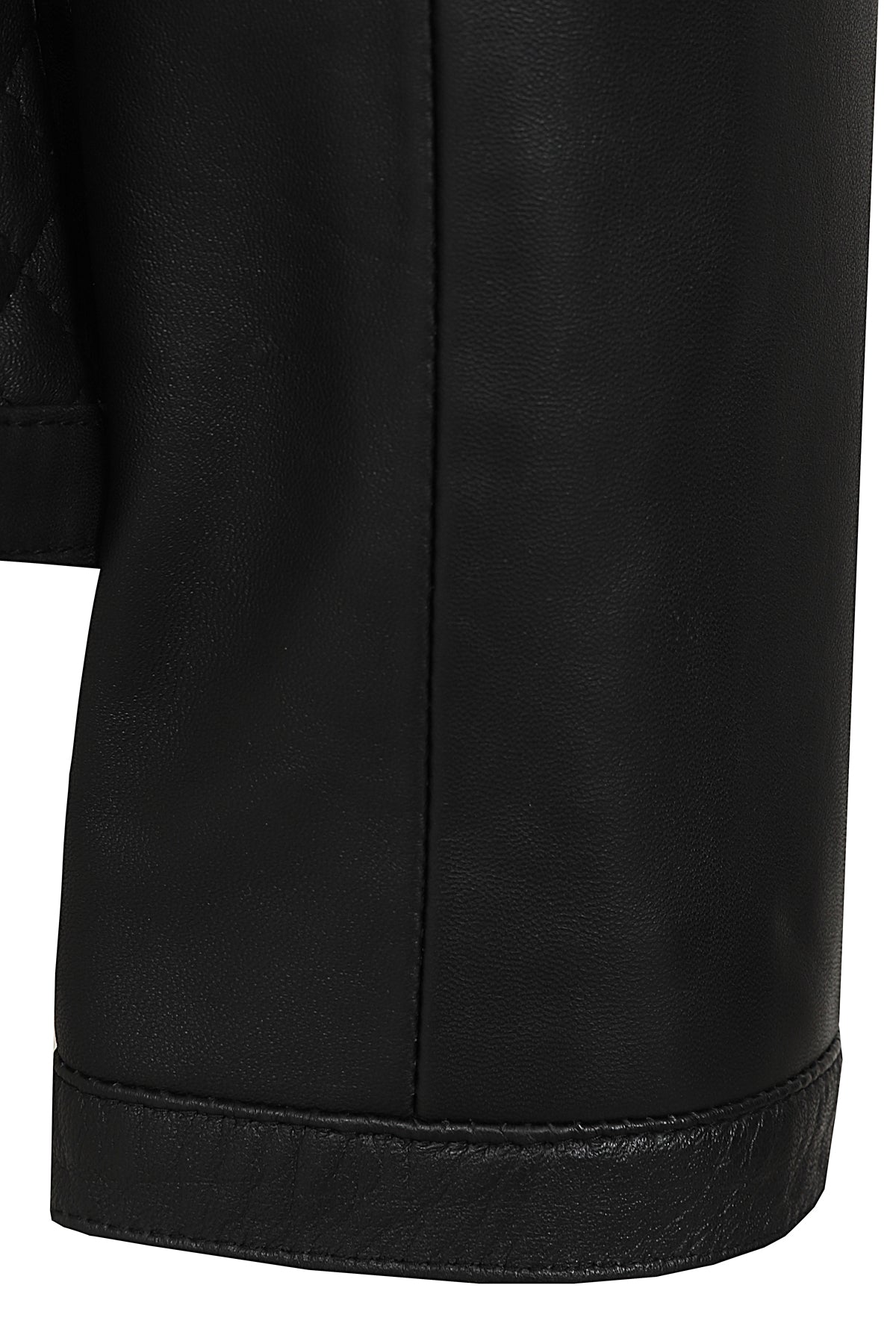 ELLIE Soft Lamb Nappa Leather Jacket - Quilted Collarless Design