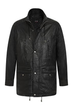 Men's Classic Black Nappa Leather Car Coat 3/4 Length - JERRY