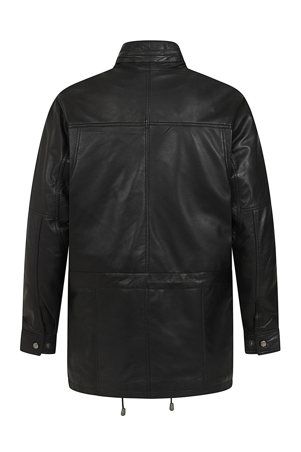 Men's Classic Black Nappa Leather Car Coat 3/4 Length - JERRY