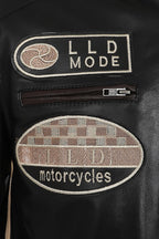 Men's Genuine Nappa Leather Biker Jacket Racing Stripes BLAKE