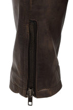 CHARLIE Men's Brown Nappa Leather Biker Jacket - Racer Style