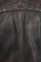 Lee Men's Rubbed Brown Genuine Leather Biker Jacket Slim Fit