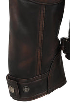 Lee Men's Rubbed Brown Genuine Leather Biker Jacket Slim Fit