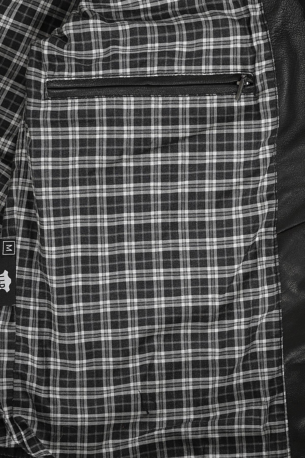 Lee Men's Rubbed Brown Genuine Leather Biker Jacket Slim Fit