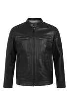LEE Men's Genuine Leather Biker Jacket - Black Slim Fit Nappa