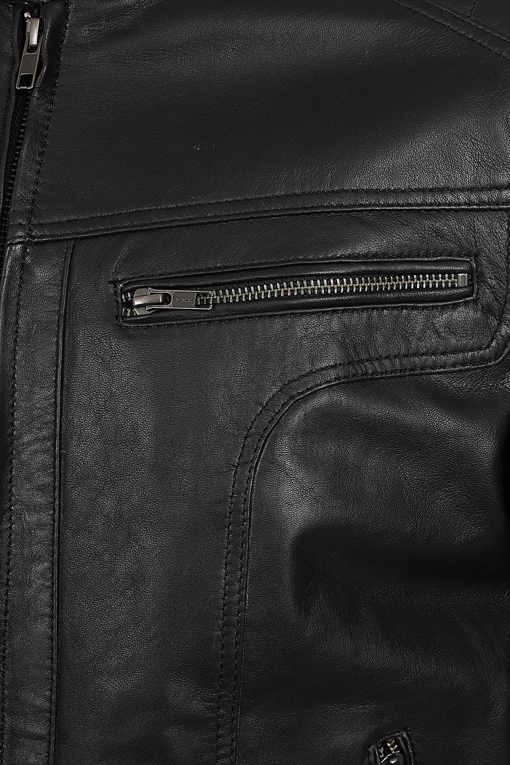 CHARLIE Lightweight Nappa Leather Biker Jacket - Black Racer Style