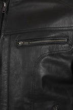 CHARLIE Lightweight Nappa Leather Biker Jacket - Black Racer Style