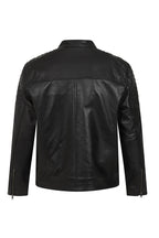 LEE Men's Genuine Leather Biker Jacket - Black Slim Fit Nappa