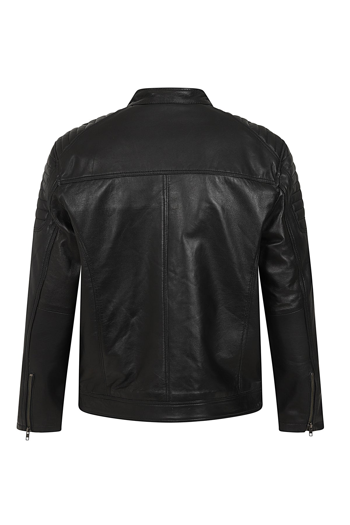 LEE Men's Genuine Leather Biker Jacket - Black Slim Fit Nappa