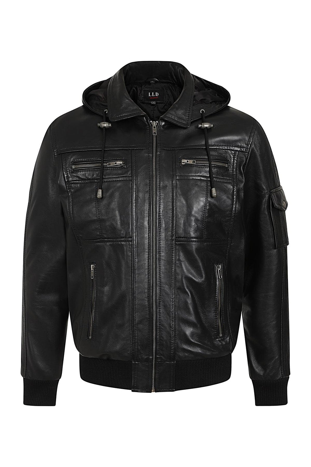 DANNY 638 Premium Nappa Leather Bomber Jacket - Detachable Hood
