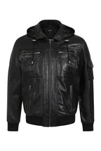 DANNY 638 Premium Nappa Leather Bomber Jacket - Detachable Hood