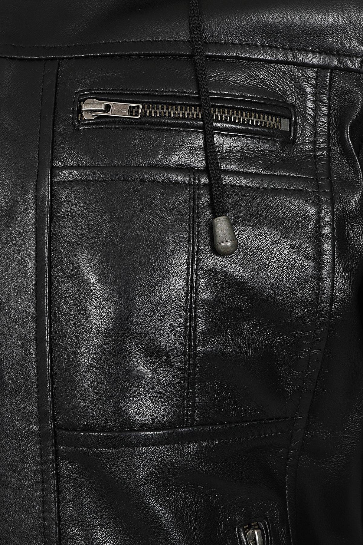 DANNY 638 Premium Nappa Leather Bomber Jacket - Detachable Hood