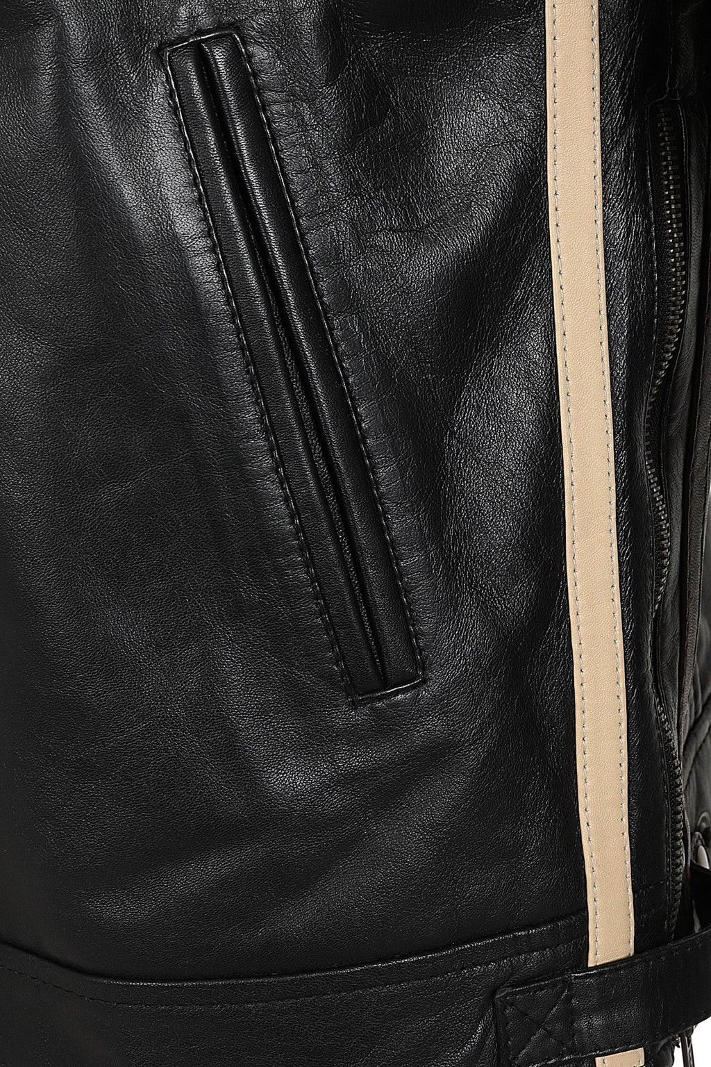 Men's Genuine Nappa Leather Biker Jacket Racing Stripes BLAKE