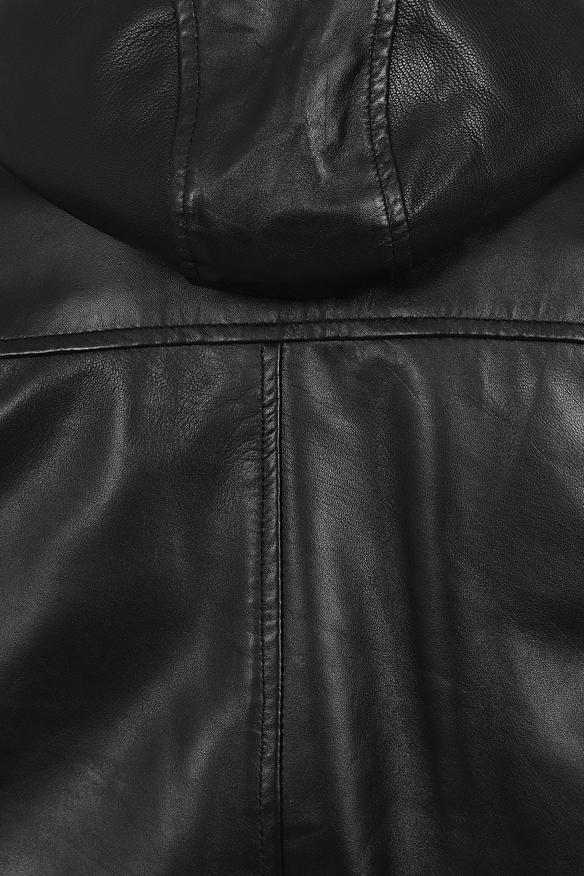 DANNY 638 Premium Nappa Leather Bomber Jacket - Detachable Hood