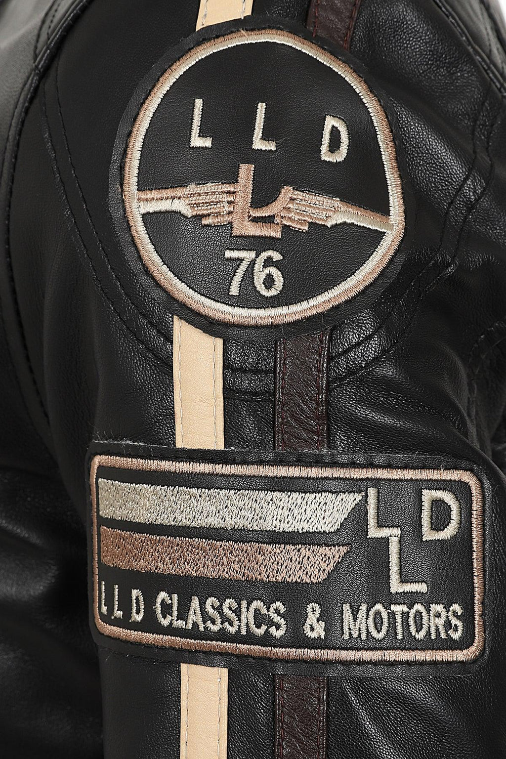 Men's Genuine Nappa Leather Biker Jacket Racing Stripes BLAKE