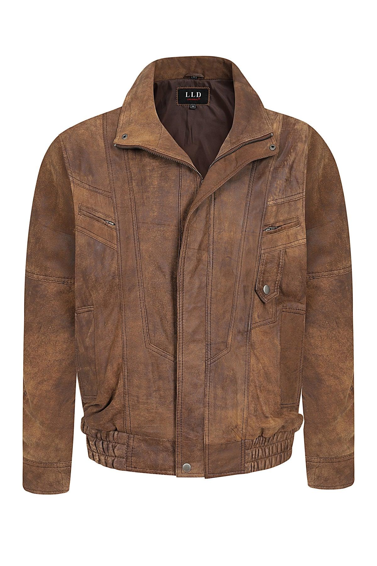 Men's Brown Buff Nappa Leather Classic Blouson Jacket PAUL
